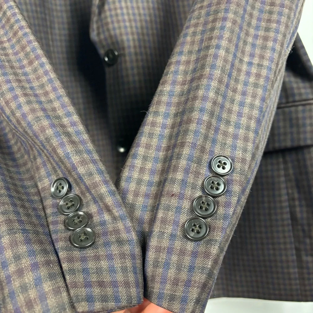 Jos. A. Bank Brown Plaid Wool Sport Coat Blazer Jacket Tailored Fit Size 42R